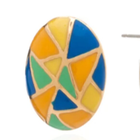 ERWIN PEARL 22kt Gold Plated Hand Painted Mosaic Earrings - Picture 9 of 10